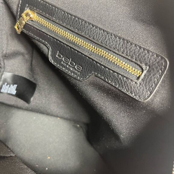 Bebe faux leather black mini backpack with rhinestones and gold studs accents - Picture 10 of 13